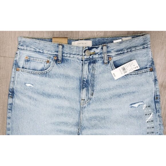Pacsun Jeans Mid Rise Straight Leg 31x32  NWT Distressed Light Wash Denim Relax - Picture 5 of 11